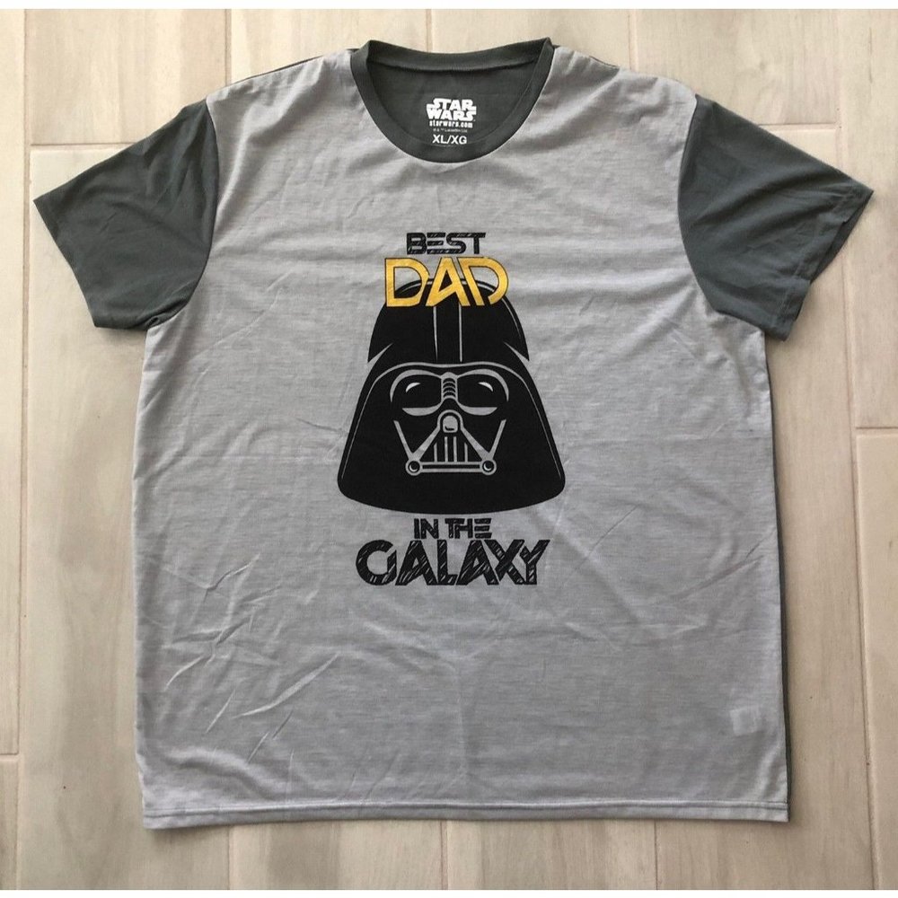 RARE HTF STAR WARS DARTH VADER "BEST DAD IN THE GALAXY" MENS GRAY XL SHIRT